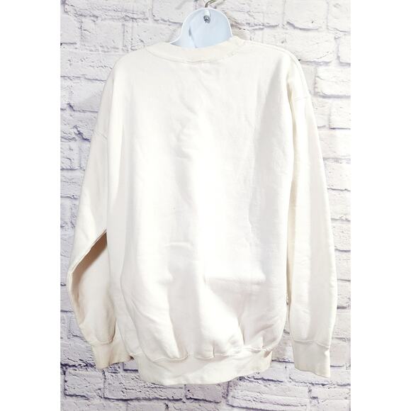 Gildan White Pink AXN A Queen's Sorority Graphic Sweatshirt Medium Long Sleeves - Picture 3 of 4